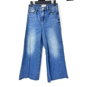 Frame Le Vintage Crop Wide Leg High Rise Jeans Blue Mid Wash